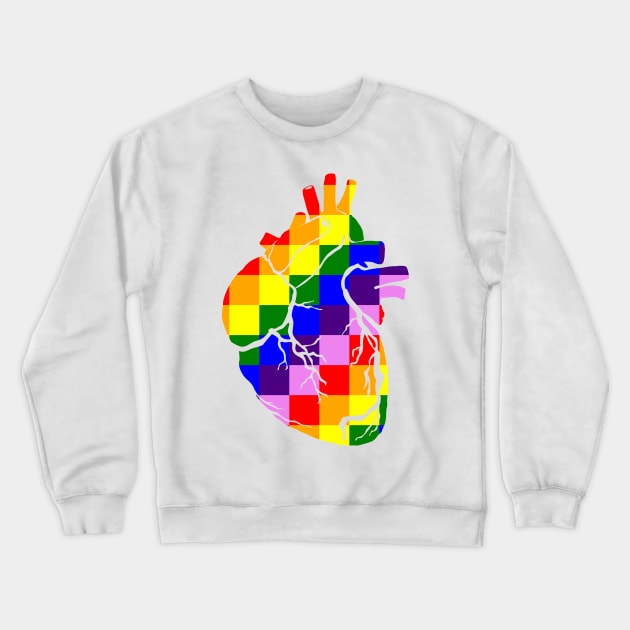 Rainbow check heart Crewneck Sweatshirt by Bun Art Store